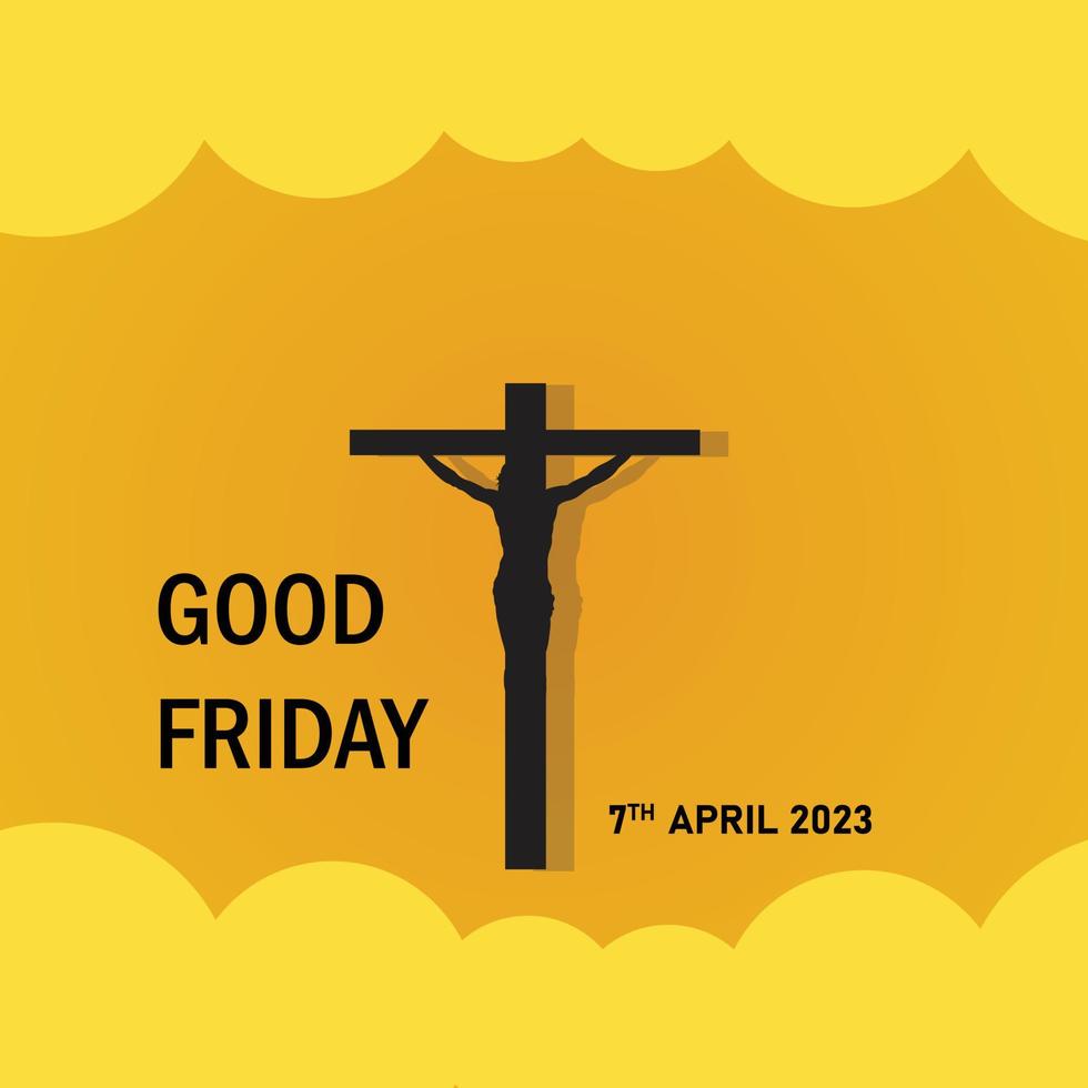 Three Christian Easter and Good Friday Holiday Crosses on Hill of Calvary with Colorful Clouds in Sky - Crucifixion of Jesus Christ Background. vector
