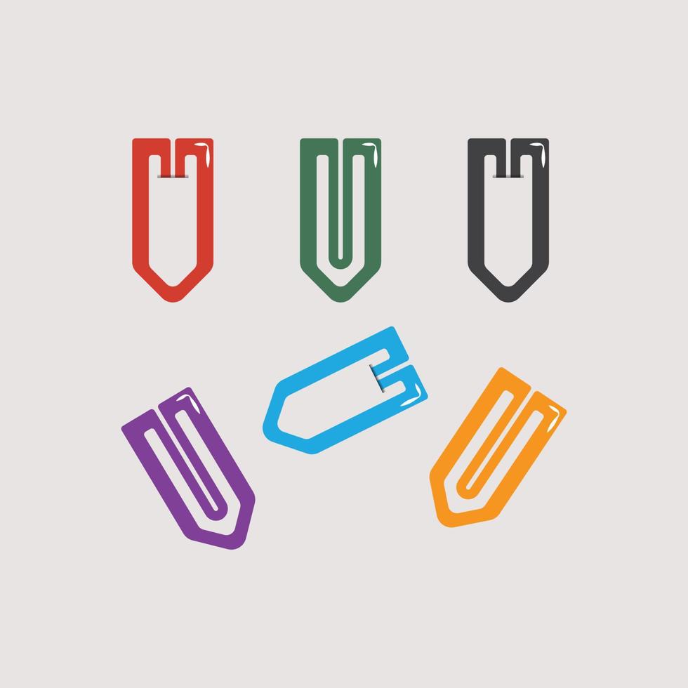 Metal paper clip, Realistic binder, paper holder office stationery isolated design and attached to page vector