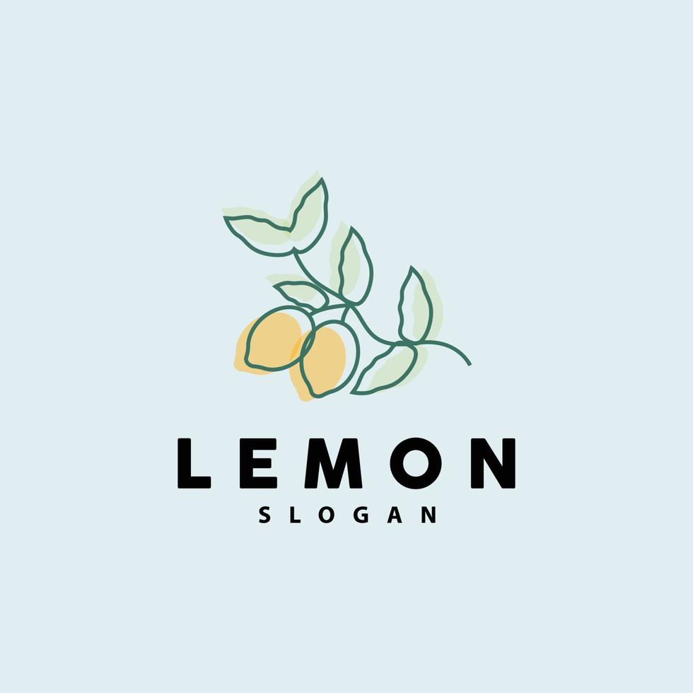 Lemon Logo, Luxurious Elegant Minimalist Design, Lemon Fresh Fruit Vector For Juice, Illustration Template Icon