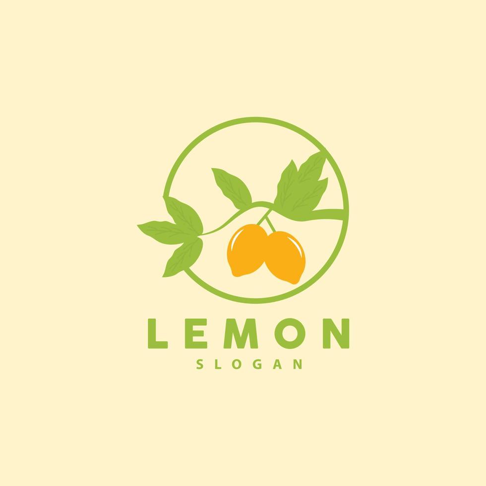 Lemon Logo, Luxurious Elegant Minimalist Design, Lemon Fresh Fruit Vector For Juice, Illustration Template Icon