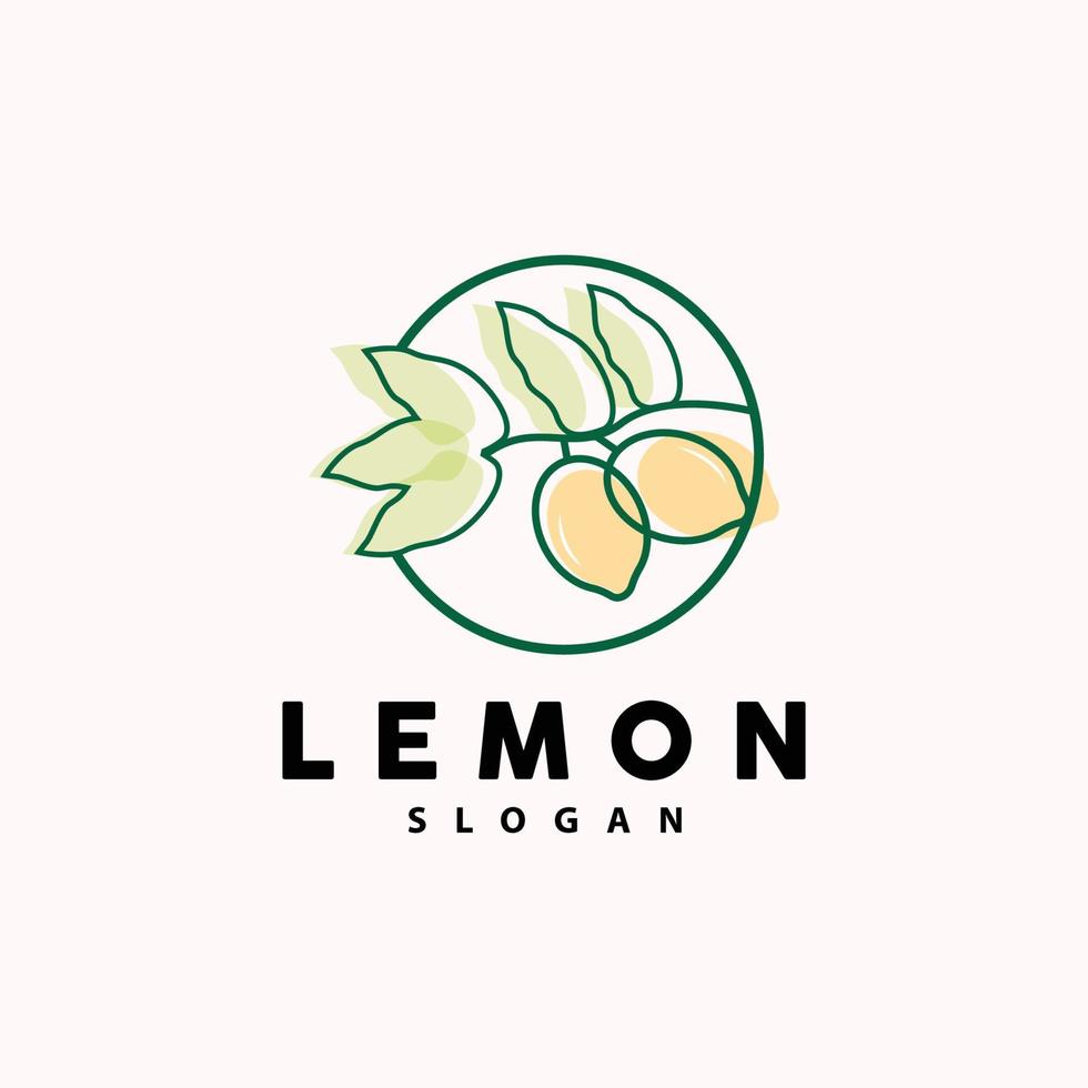 Lemon Logo, Luxurious Elegant Minimalist Design, Lemon Fresh Fruit Vector For Juice, Illustration Template Icon
