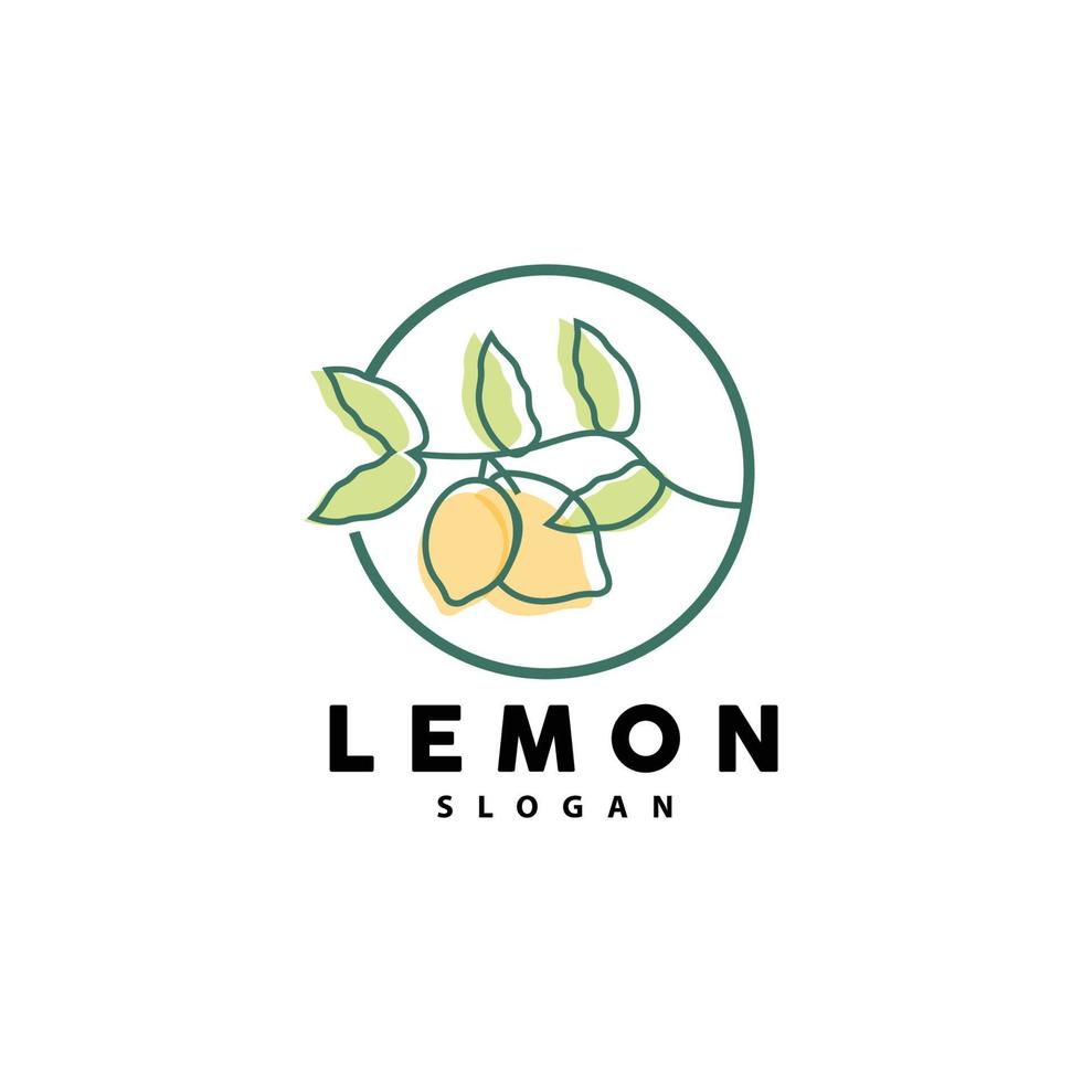 Lemon Logo, Luxurious Elegant Minimalist Design, Lemon Fresh Fruit Vector For Juice, Illustration Template Icon