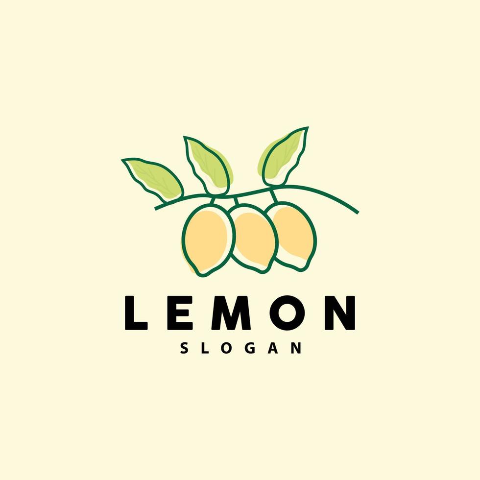 Lemon Logo, Luxurious Elegant Minimalist Design, Lemon Fresh Fruit Vector For Juice, Illustration Template Icon
