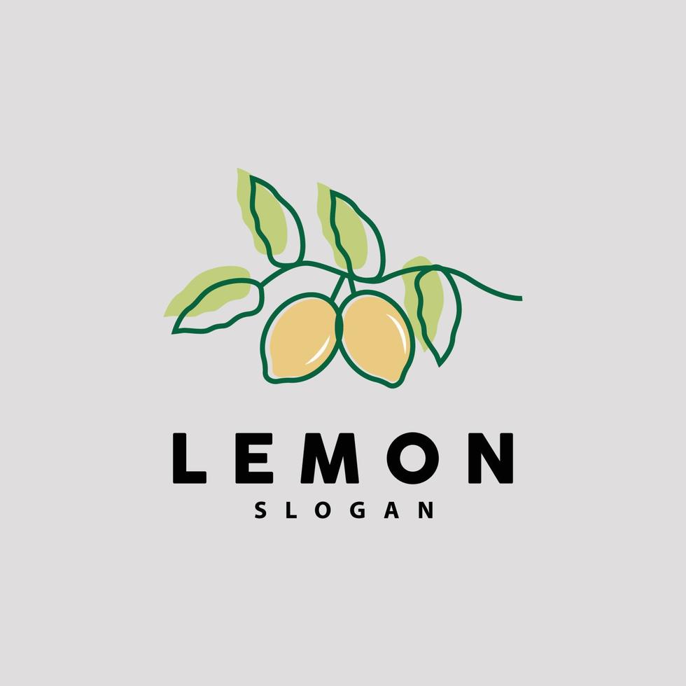 Lemon Logo, Luxurious Elegant Minimalist Design, Lemon Fresh Fruit Vector For Juice, Illustration Template Icon