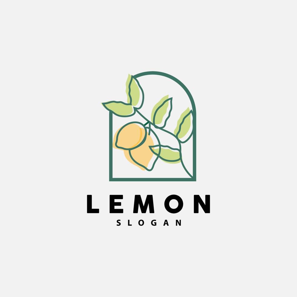 Lemon Logo, Luxurious Elegant Minimalist Design, Lemon Fresh Fruit Vector For Juice, Illustration Template Icon