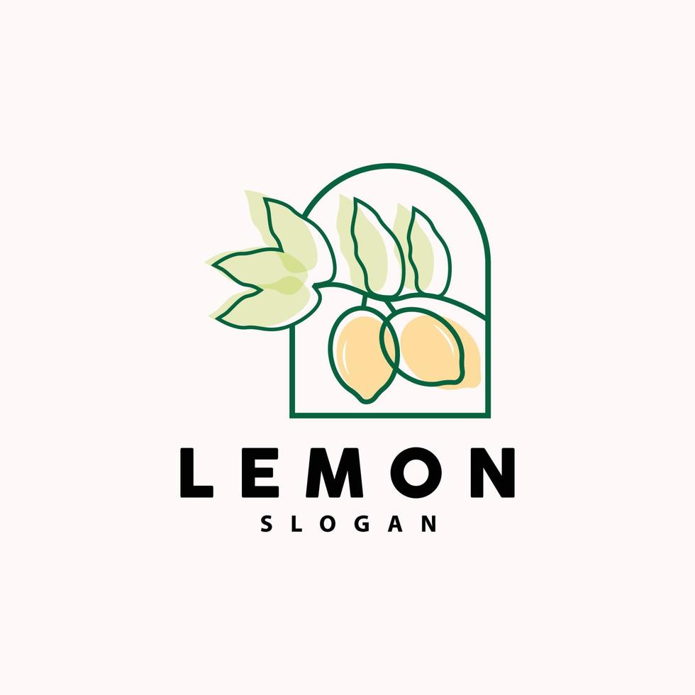 Lemon Logo, Luxurious Elegant Minimalist Design, Lemon Fresh Fruit Vector For Juice, Illustration Template Icon