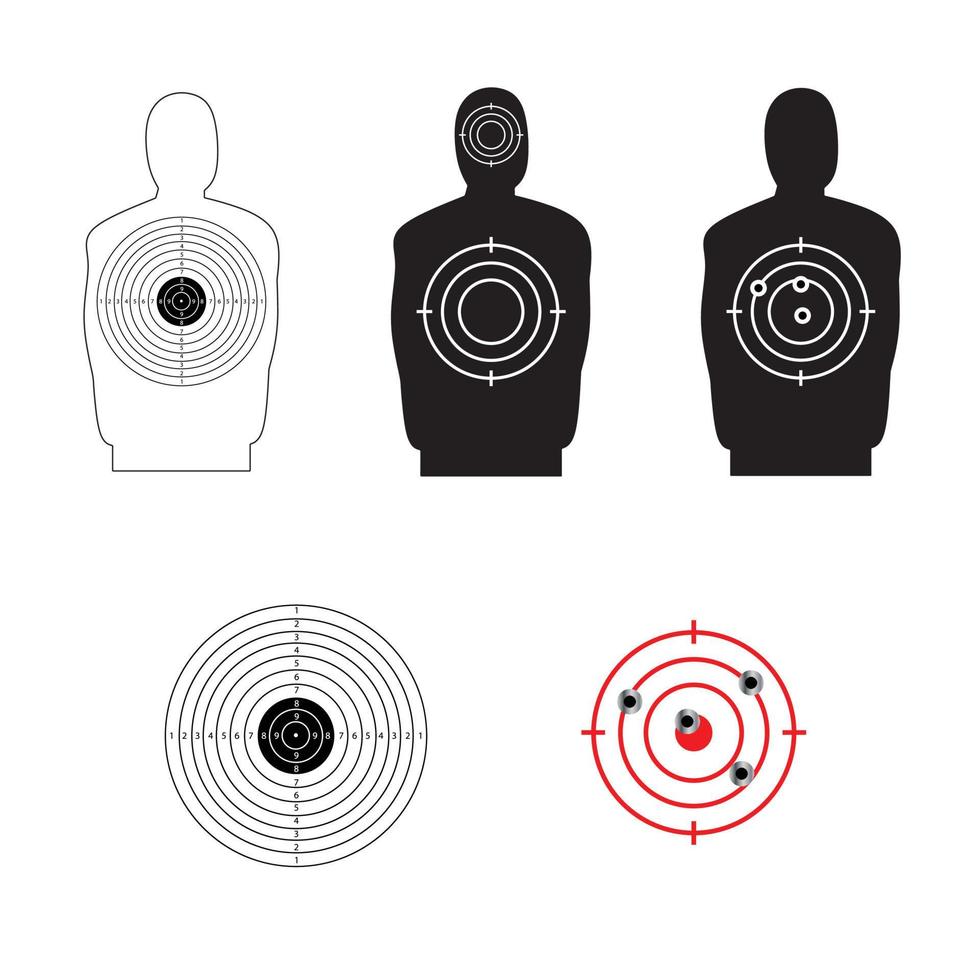 conjunto de disparo rango objetivos aislado en blanco antecedentes vector