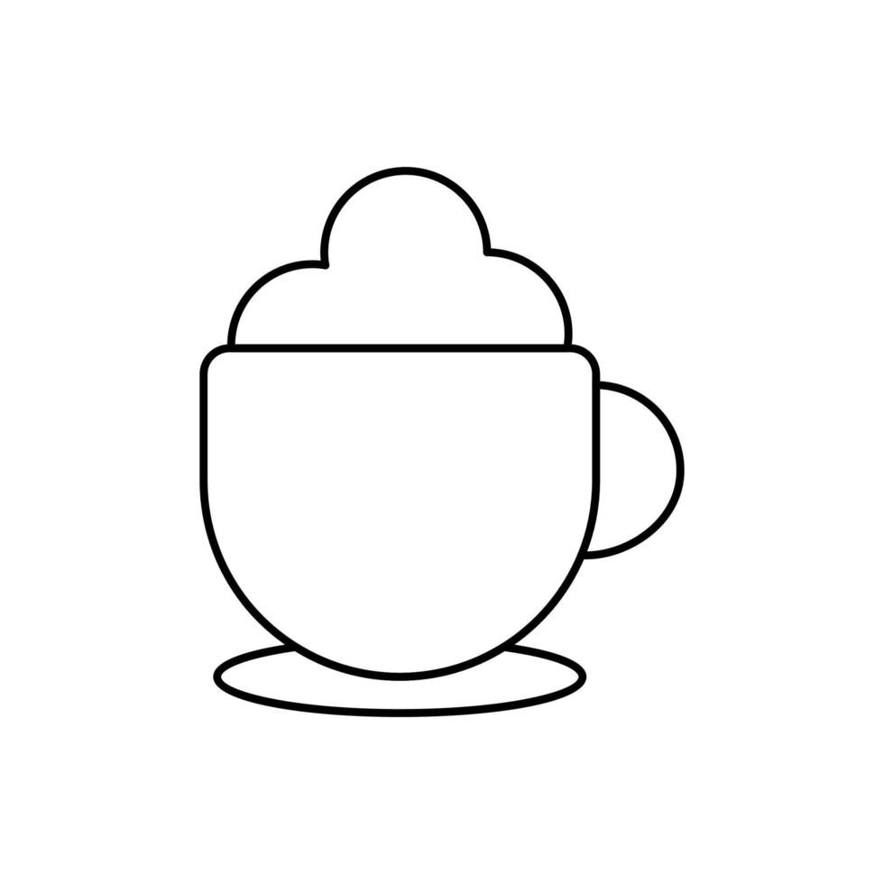 Coffee with Foam in Cup Isolated Outline Symbol. Perfect for using in banners, fliers, business cards, stores, shops vector