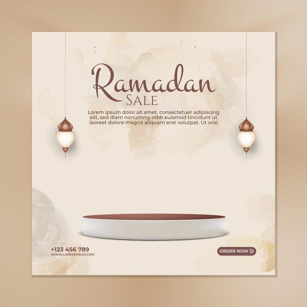 social media ramadan sale with a blank podium vector