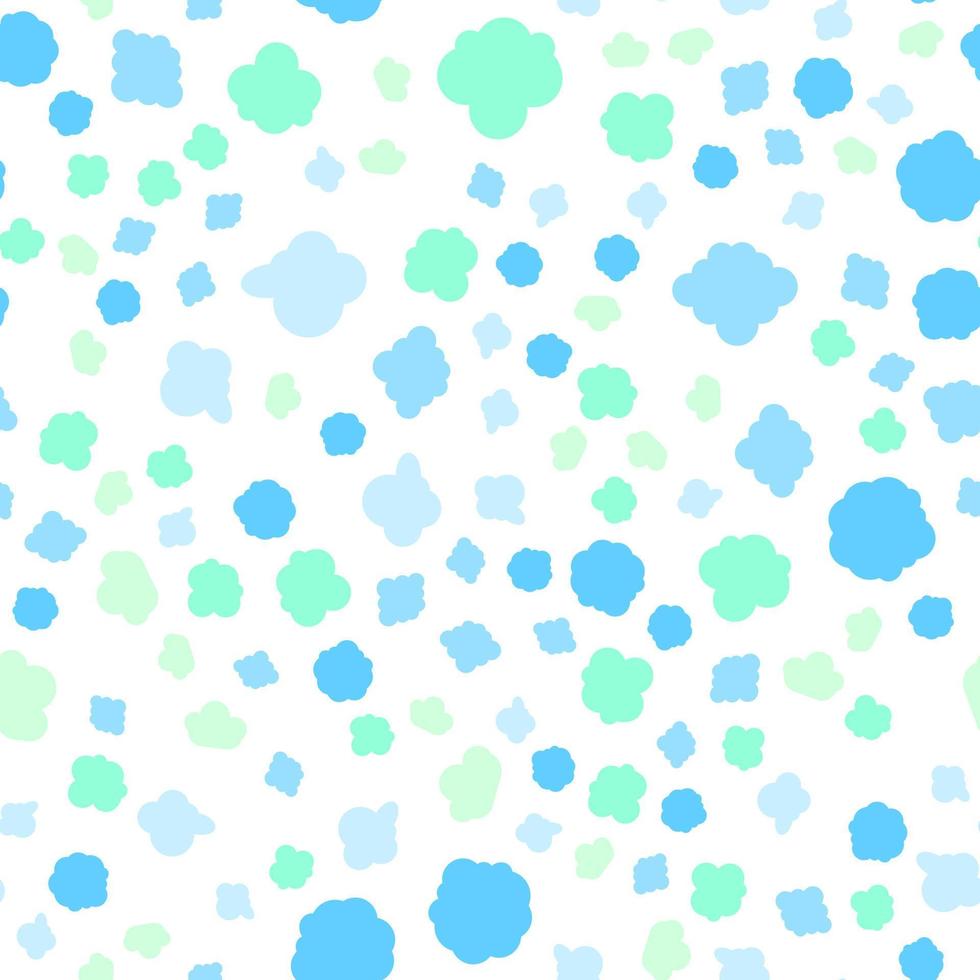 Turquoise and Blue Clouds Vibrant Seamless Vector Pattern