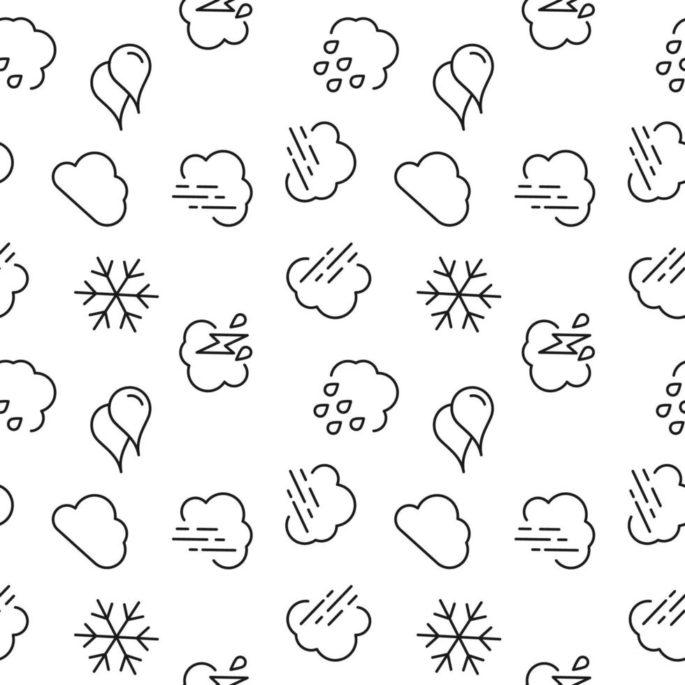 Seamless monochrome repeating pattern of rain, wind, snow vector