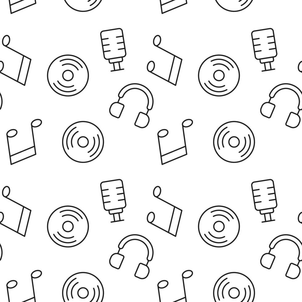 Musical Note, CD, Microphone Seamless Vector Pattern