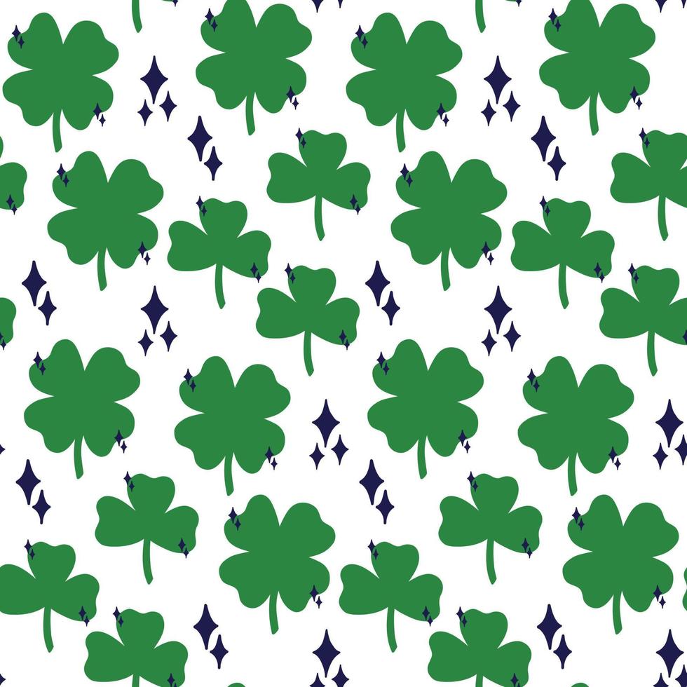 Saint Patrick's Day vector seamless pattern with green clover