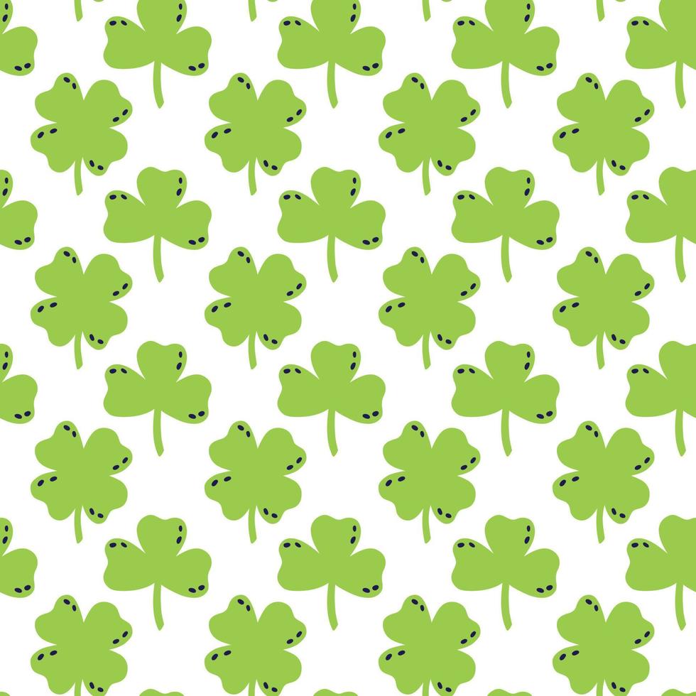 Saint Patrick's Day vector seamless pattern with bright green clover