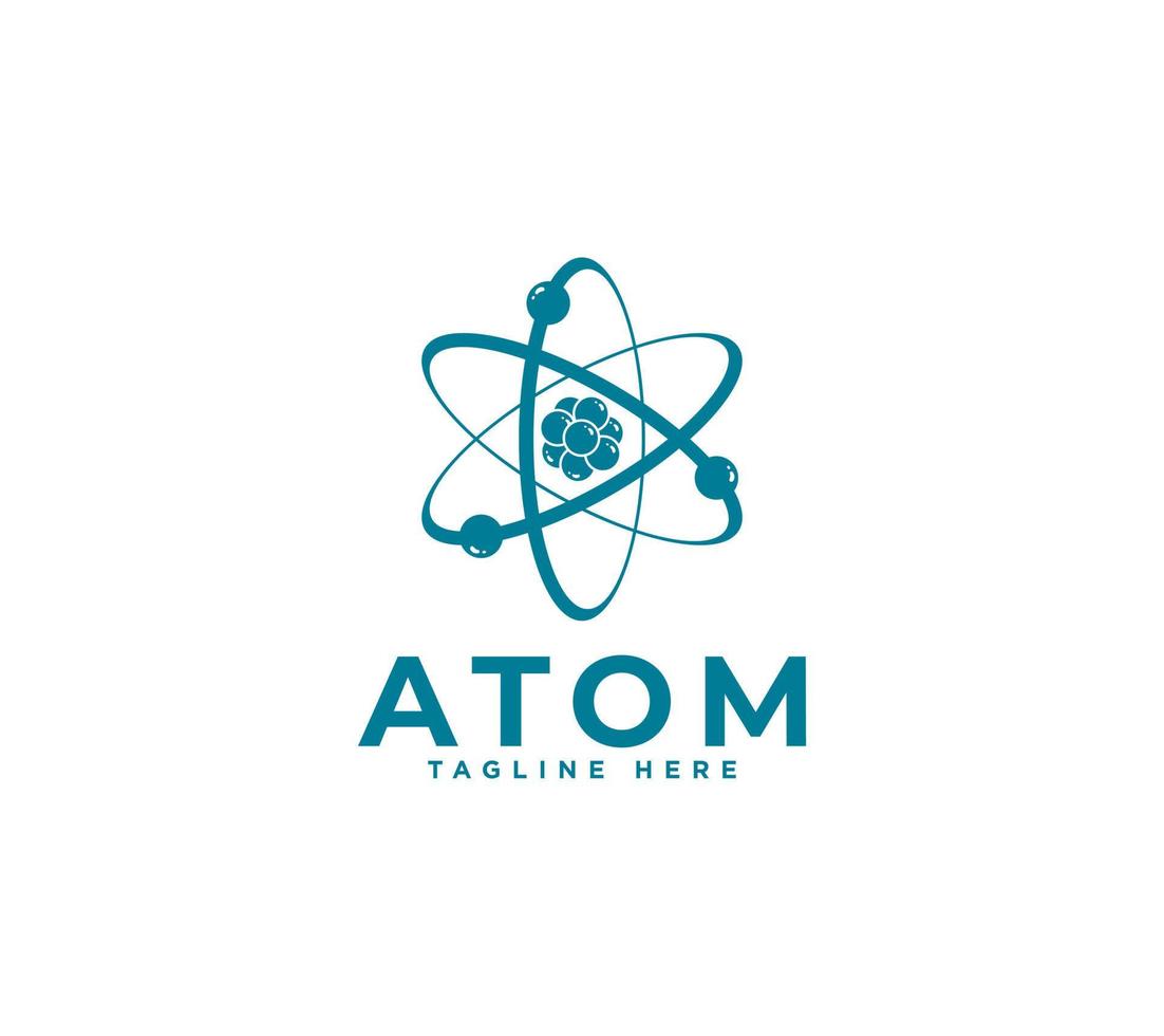 Scientific atom logo, symbol or icon vector illustration.