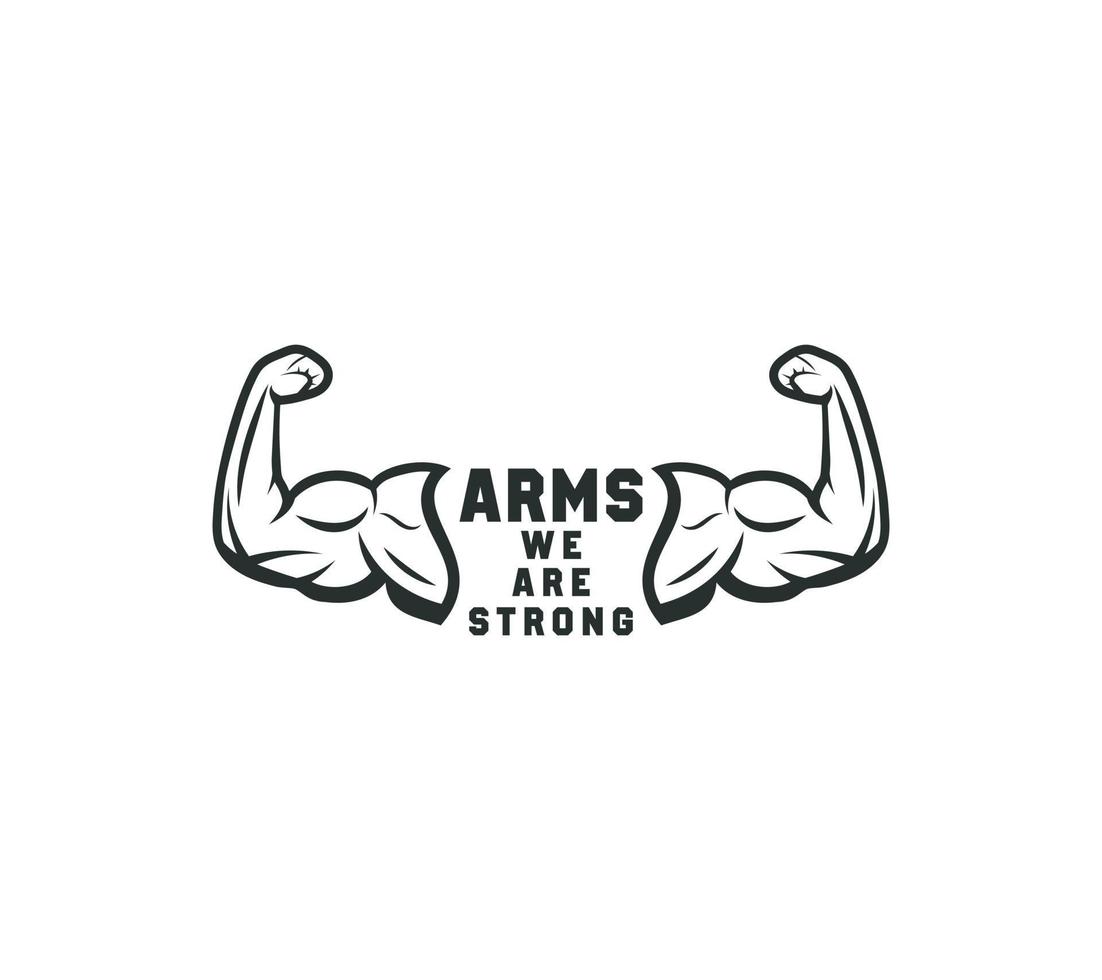 Biceps muscle arm logo design on white background, Vector illustration.