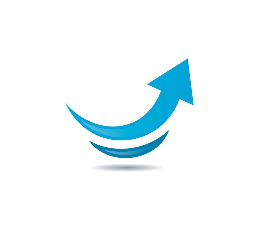 Arrow logo or icon vector illustration with soft shadow.
