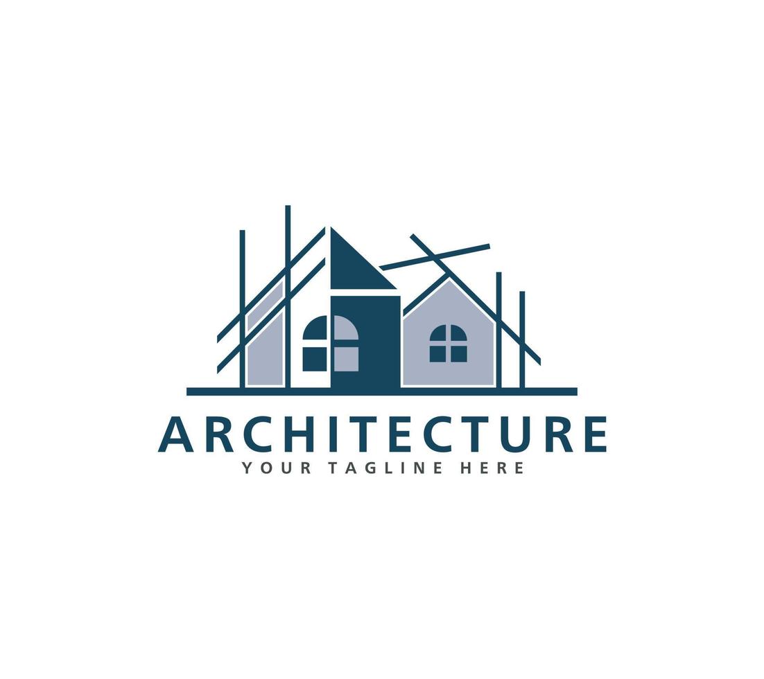 Architect house, architectural and construction logo design, vector illustration.