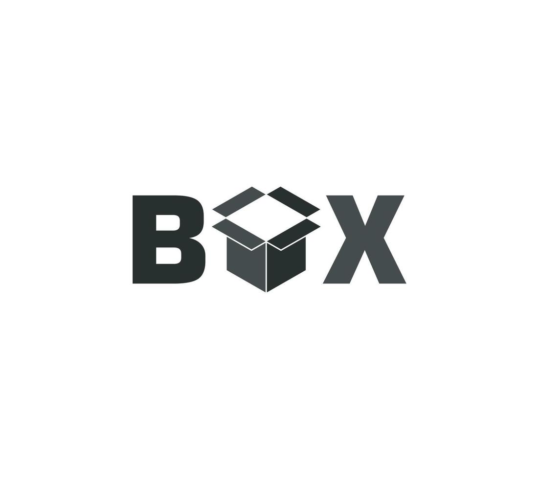 Simple Box Word logo design on white background, Vector illustration.