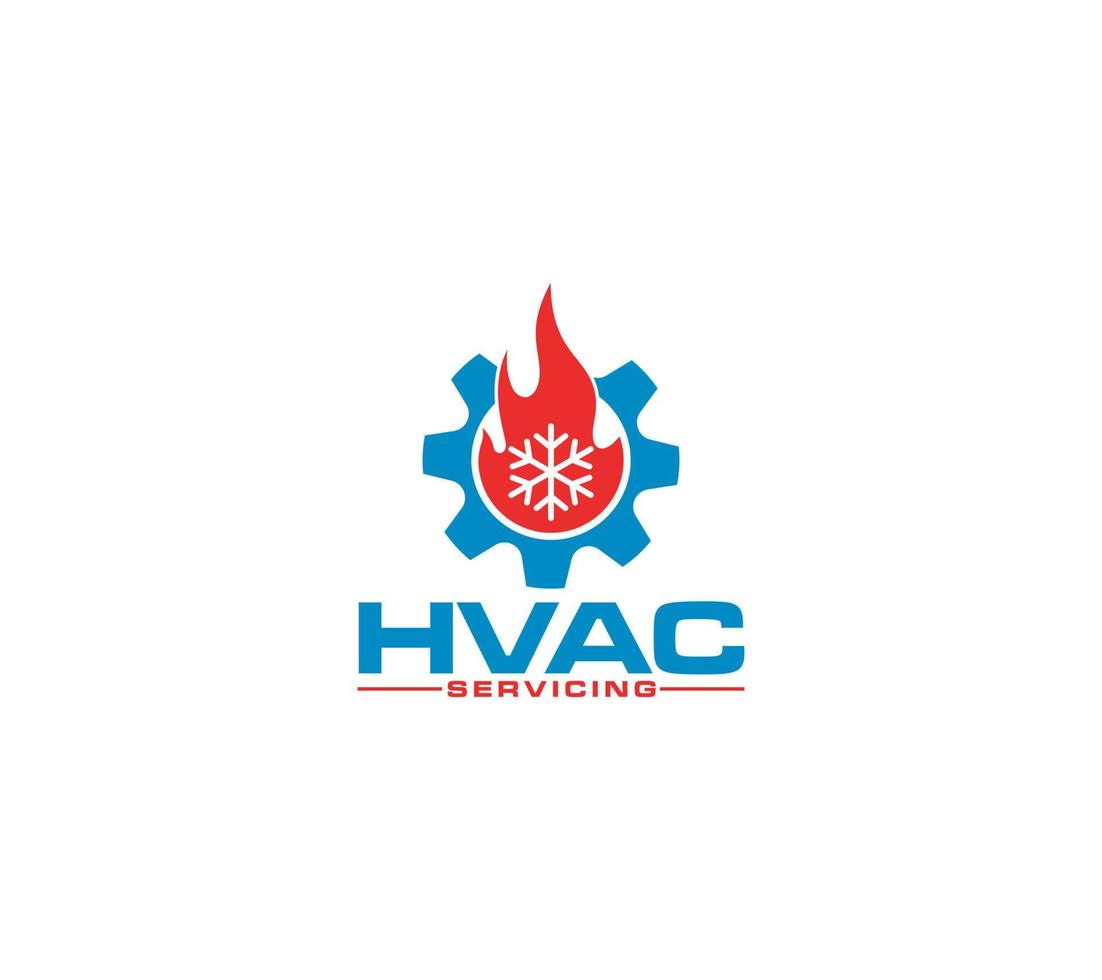 HVAC logo with heating, ventilation and air conditioning company, on white background, Vector illustration.