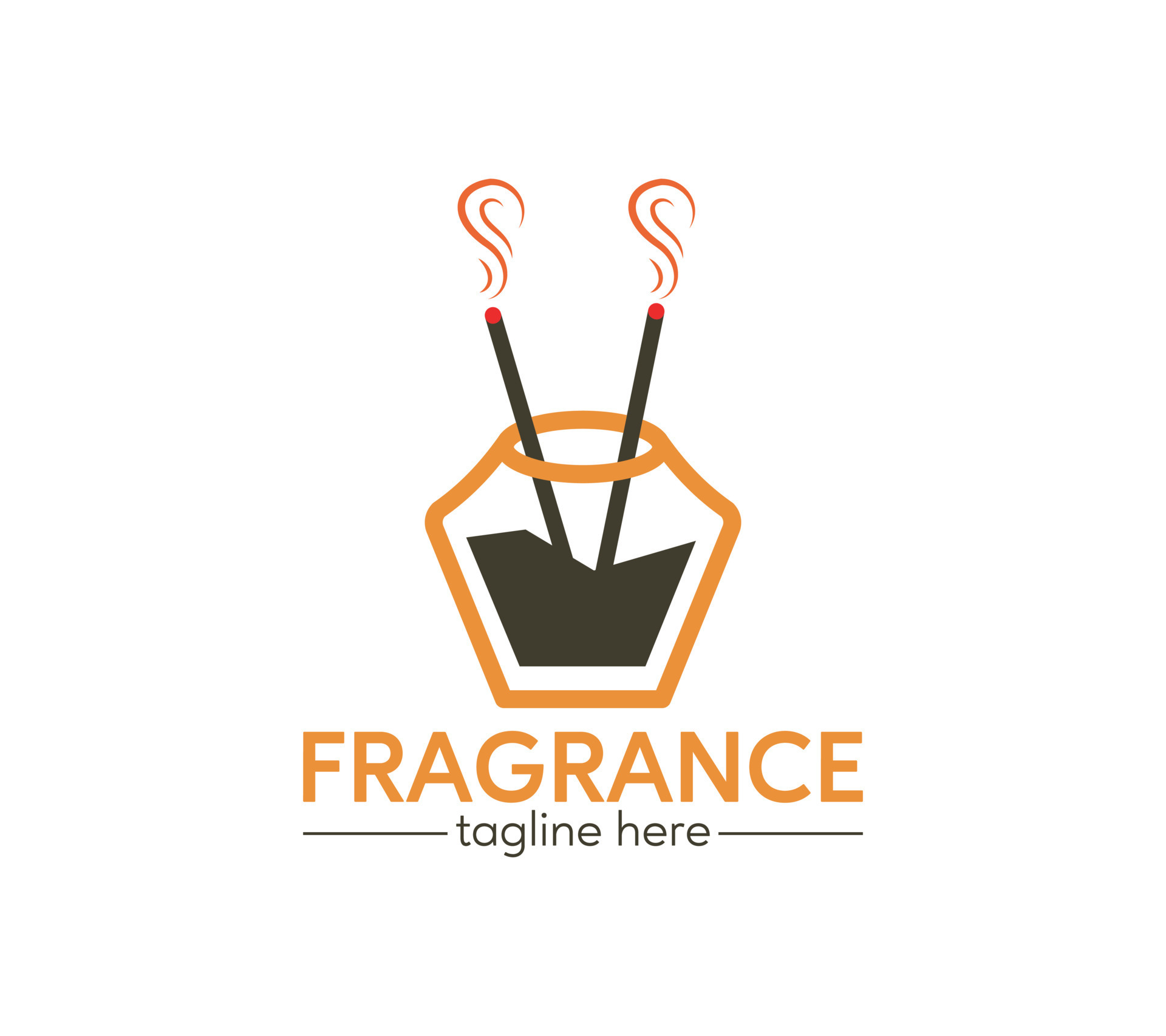 Fragrance or Incense logo design on white background, Vector