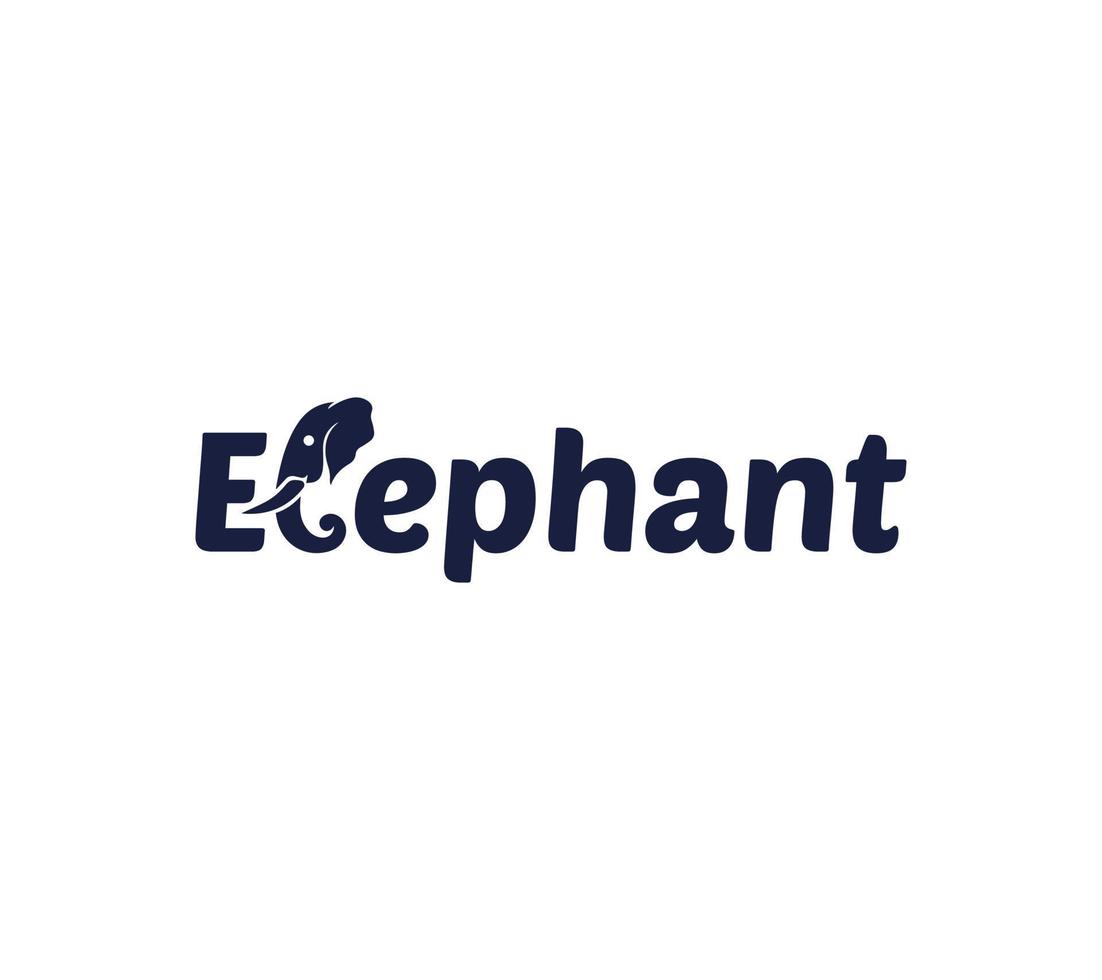Elephant text based or wordmark logo design on white background, Vector illustration.
