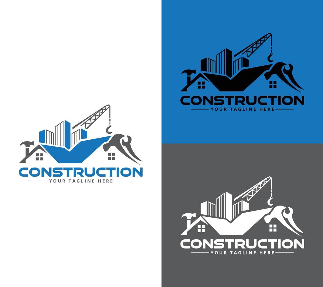 construcción logo diseño, vector ilustración.