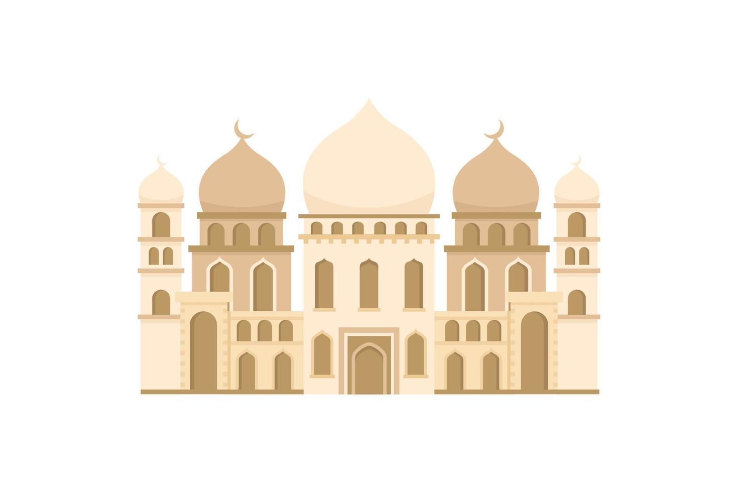 Flat mosque vector. Muslim building for islamic, ramadan, eid design vector