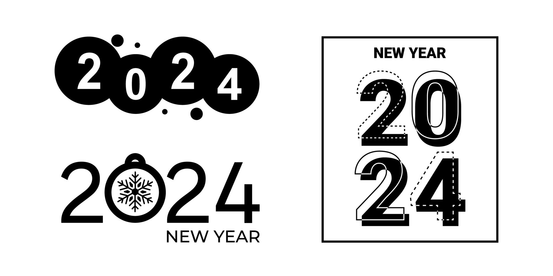 2024 new year logo text design set. 2024 number design template