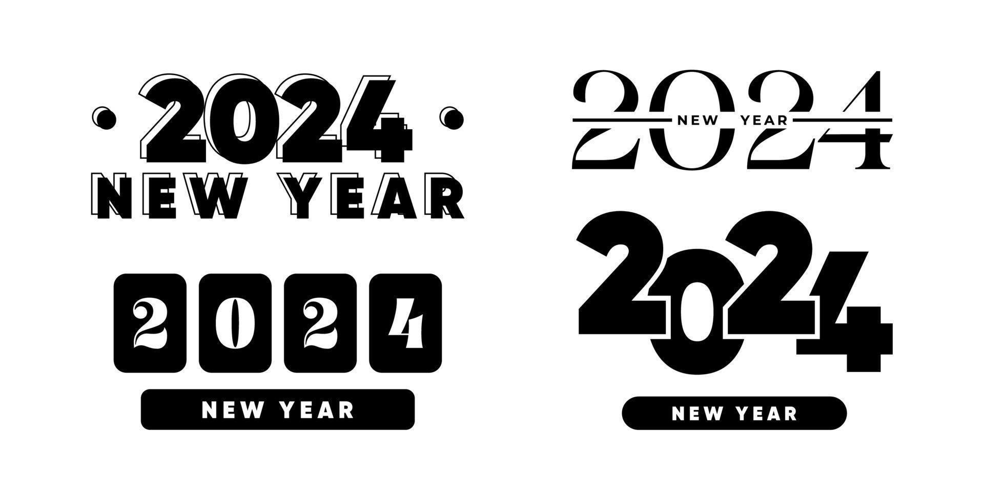 2024 new year logo text design set. 2024 number design template. Calendar simple icon vector