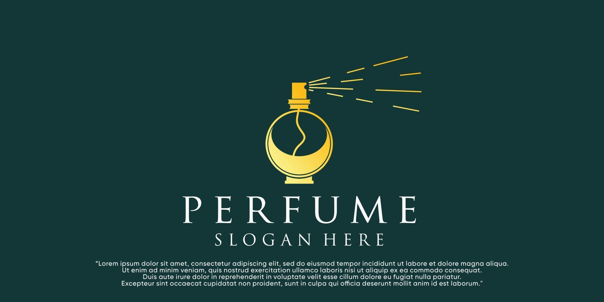 Vector minimalist simple bottle perfume logo with design unique Premium Vector