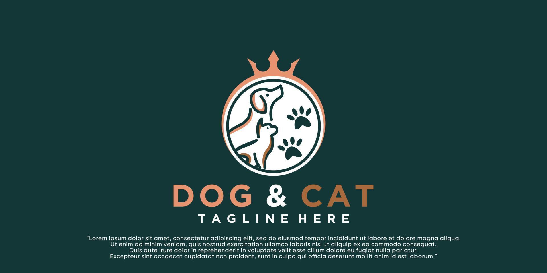 Vector  of dog and cat animals logo design with style unique Premium Vector