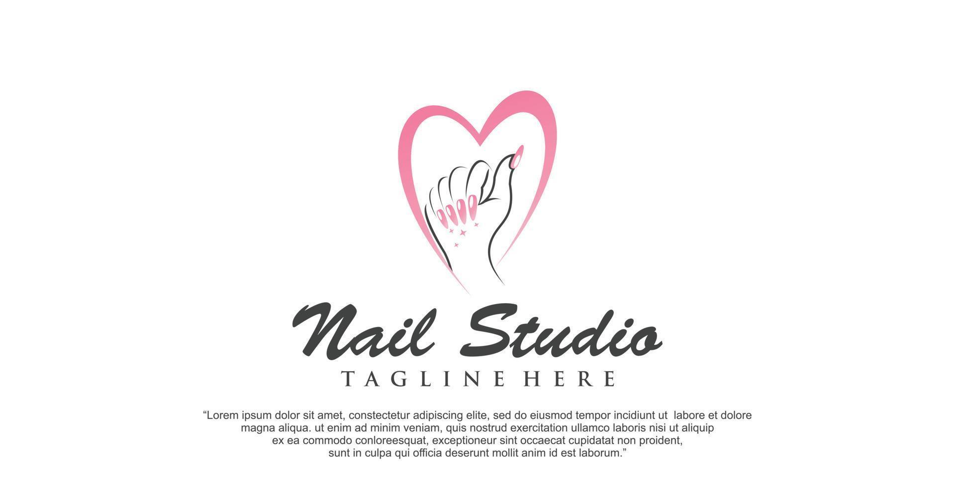 Vector nail studio or nail polish icon logo design  with unique concept Premium Vector