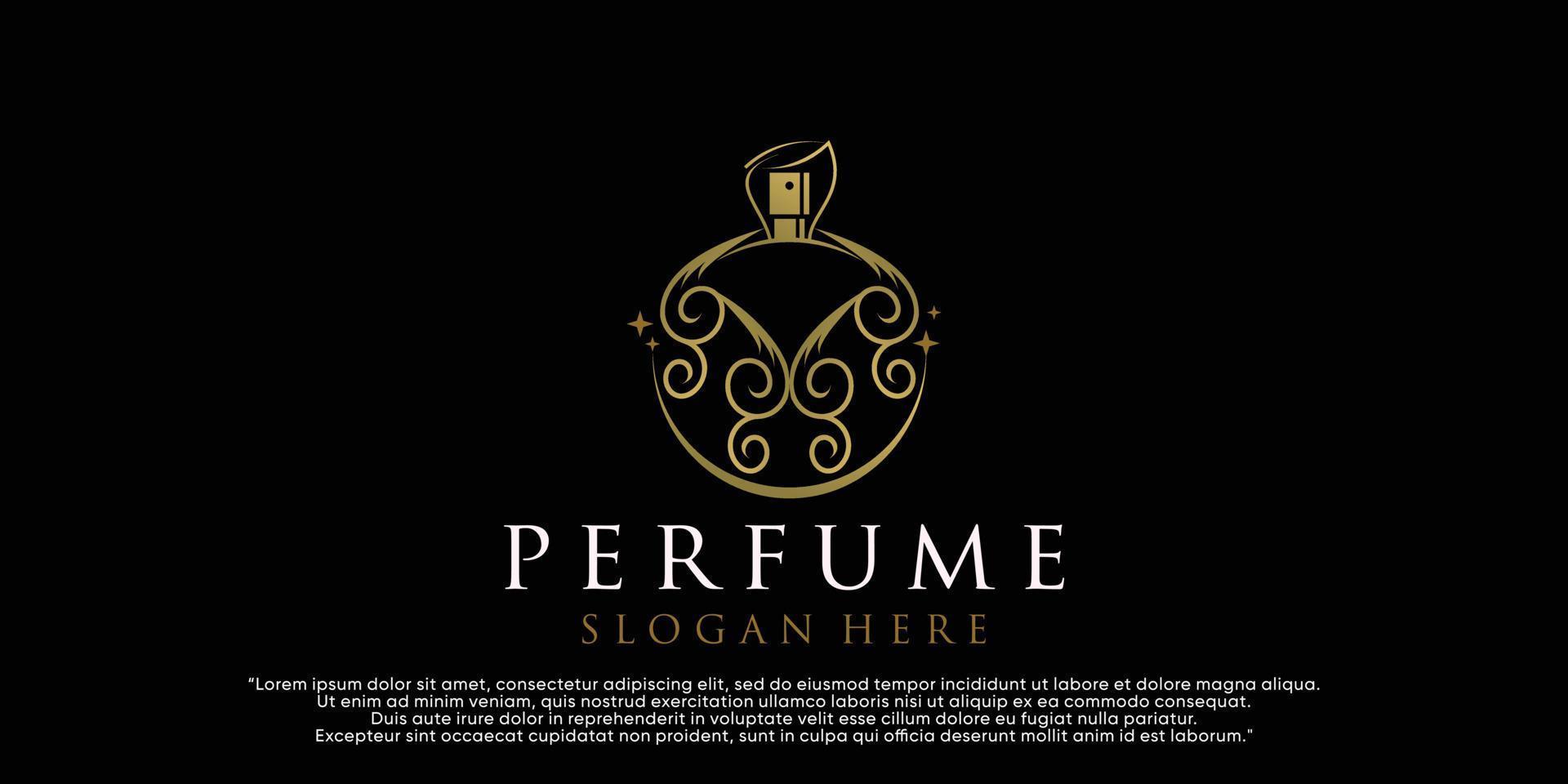 Vector minimalist simple bottle perfume logo with design unique Premium Vector