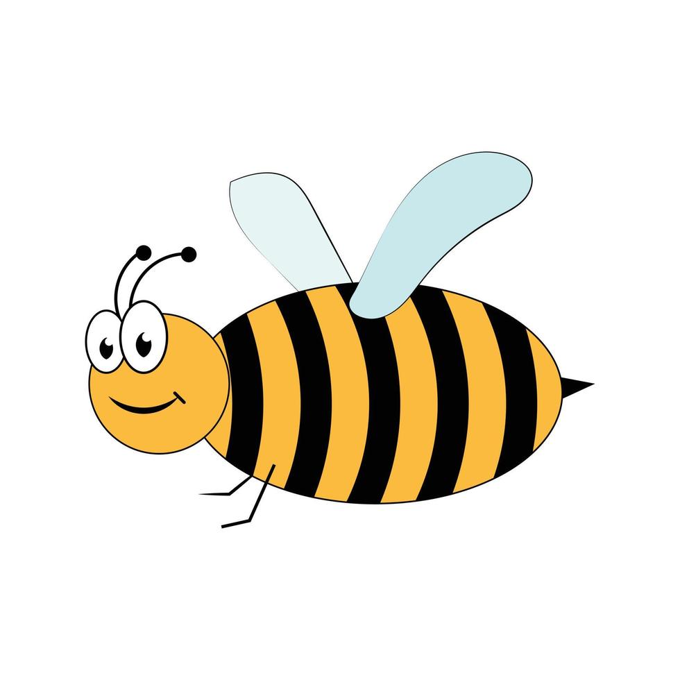 Hand draws cute honeybee isolated on white background. vector