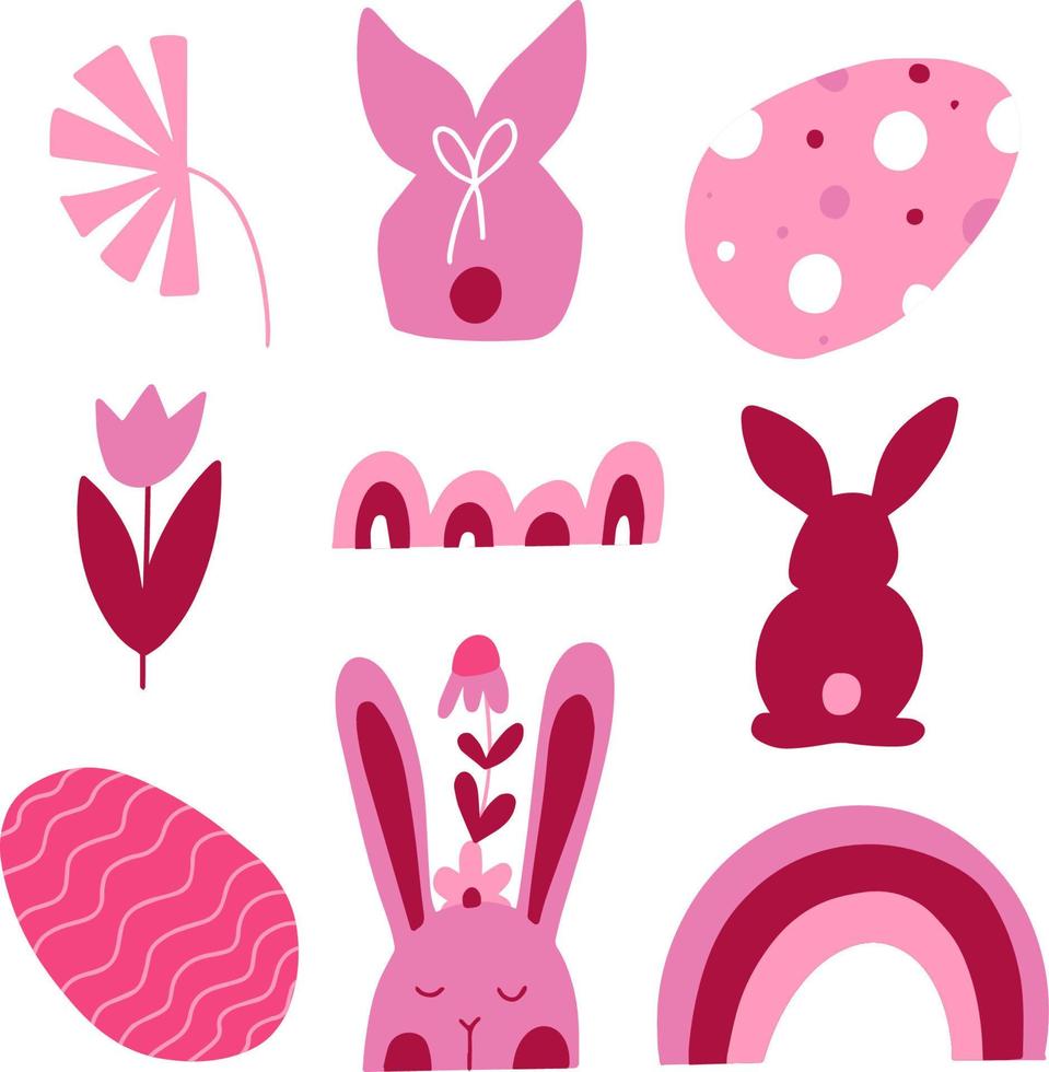 Easter poster in flat style - vector illustration. Holiday illustration for print, stickers, card, spring decor