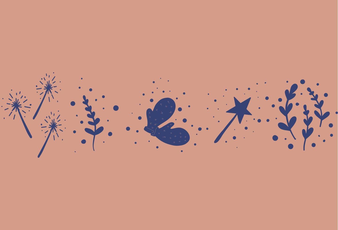 Winter things gloves mittens branches and stars vector