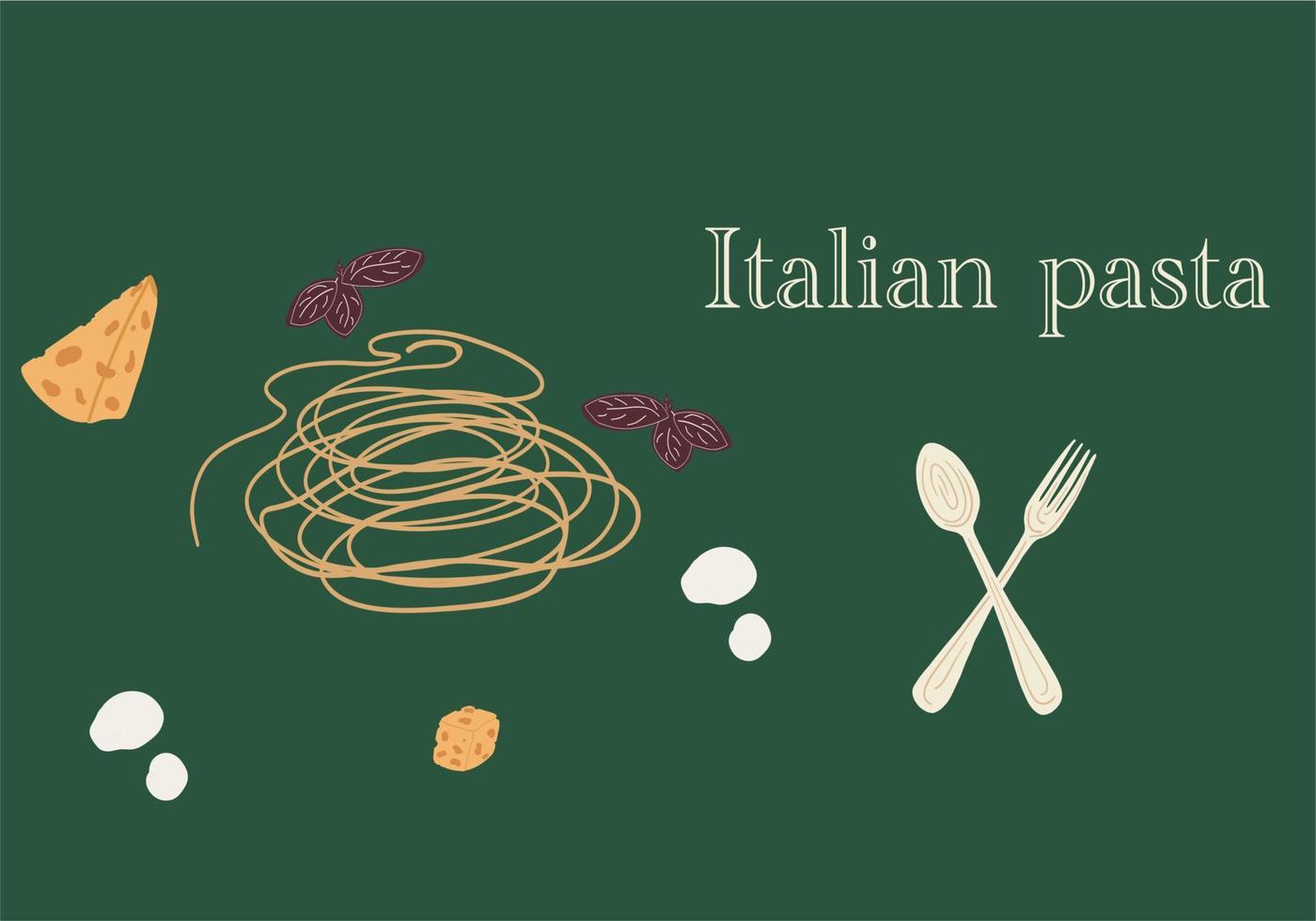 Italian pasta with cheese and basil vector