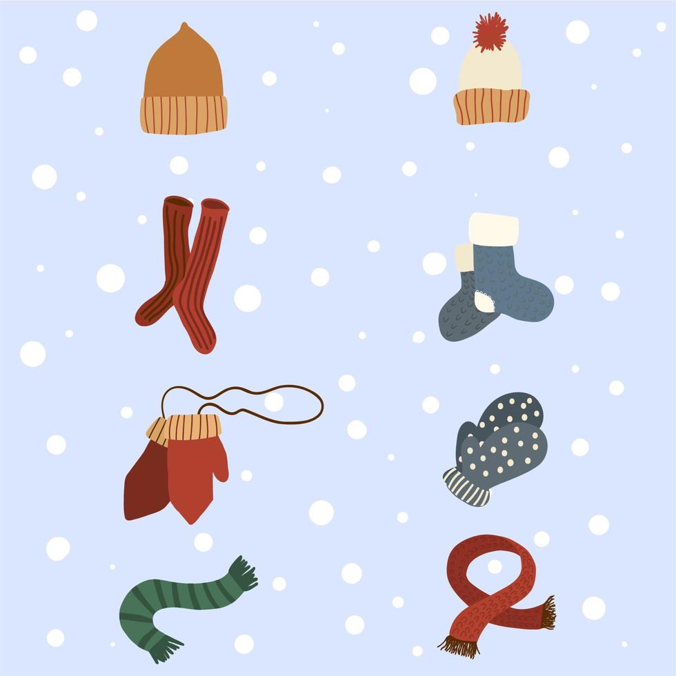 Cute set of warm accessories for winter vector