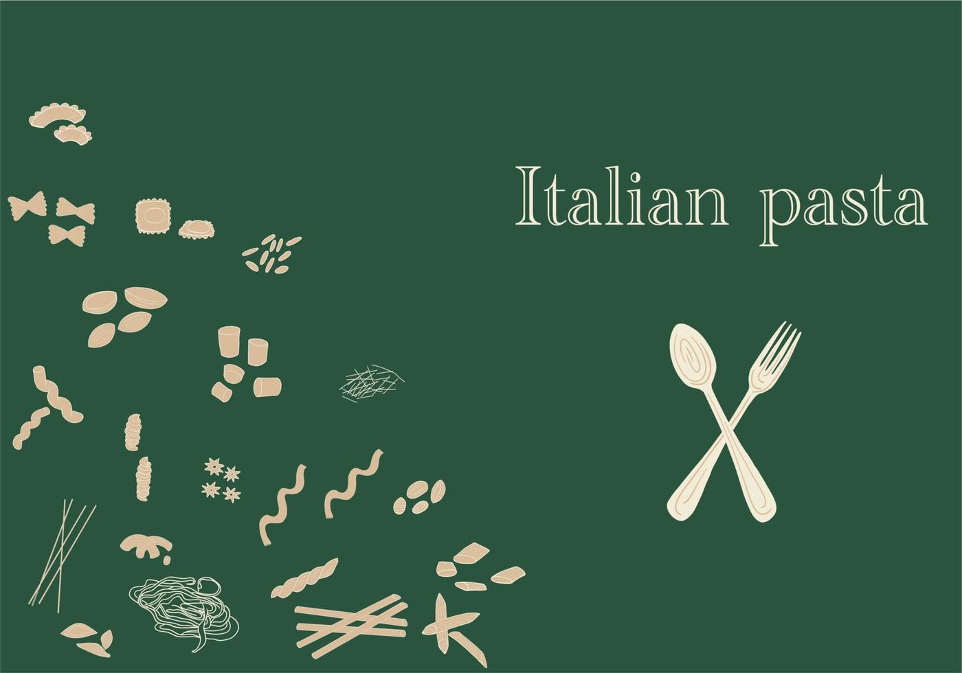 Tasty pasta set of different shapes vector