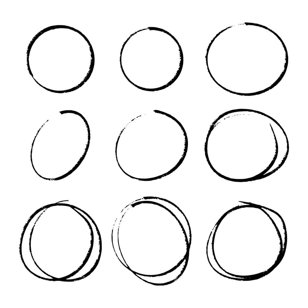 Super set of circles lines sketch hand drawn. Doodle circles for design elements vector