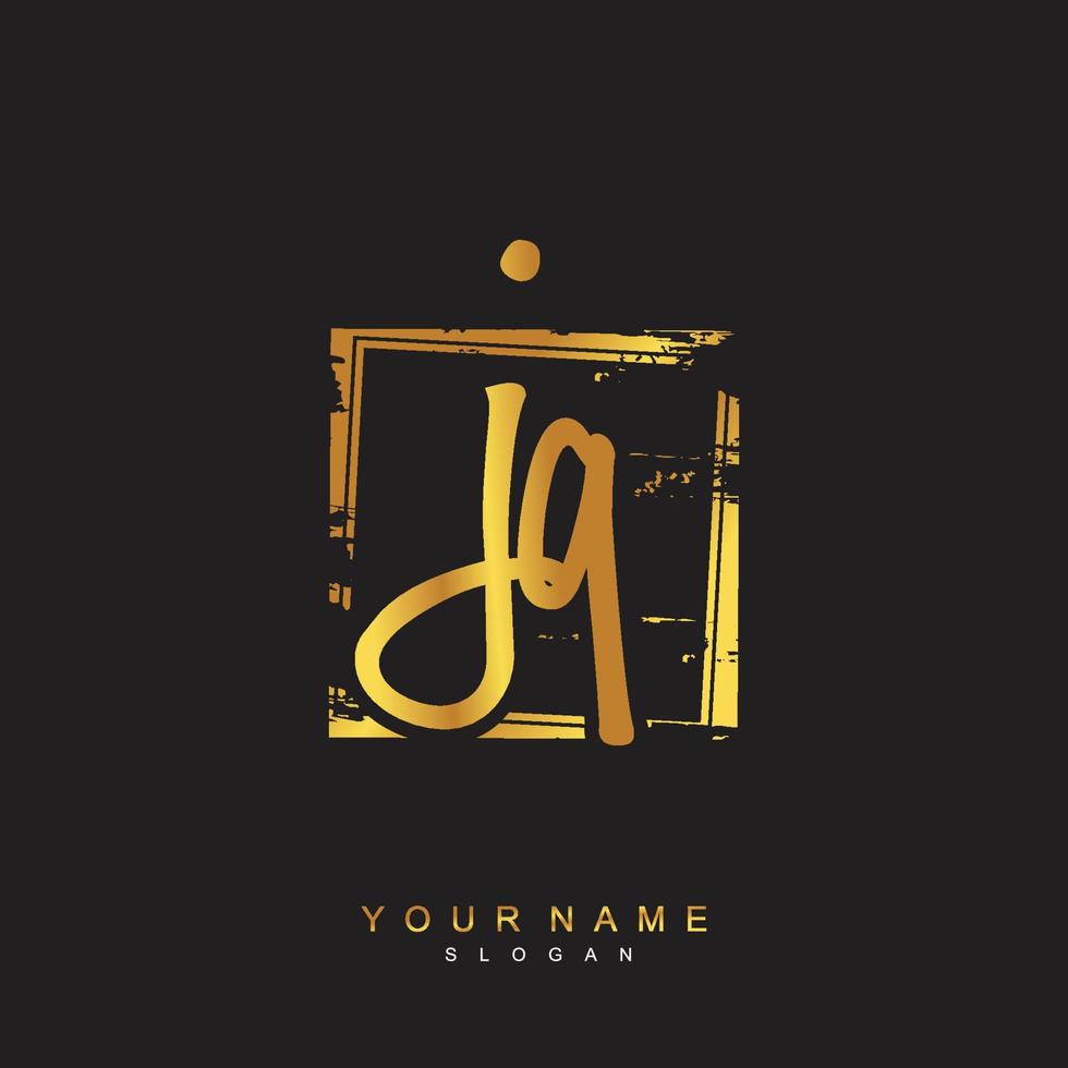 Initial JQ Monogram with Grunge Template Design vector