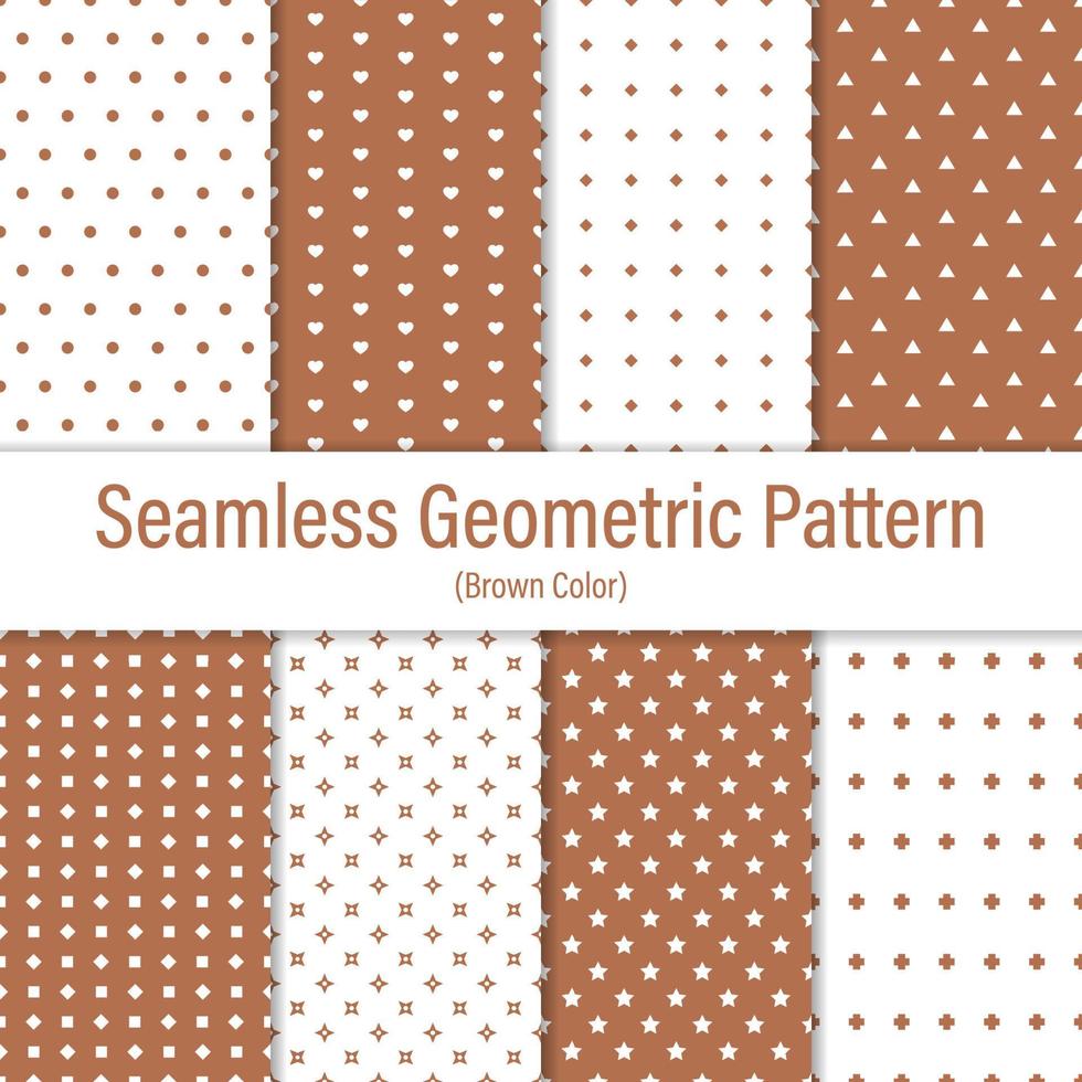 Elegant Brown And White Seamless Geometric Pattern Set vector