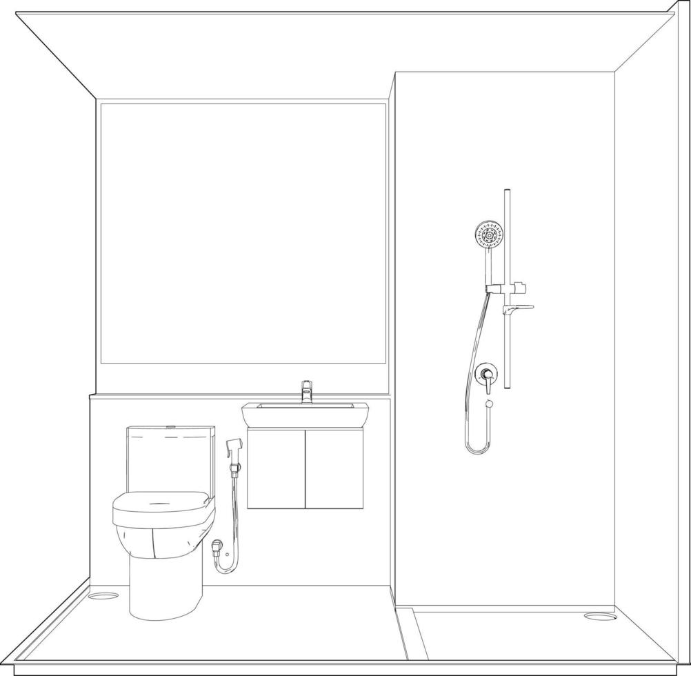 3D illustration of modular bathroom vector