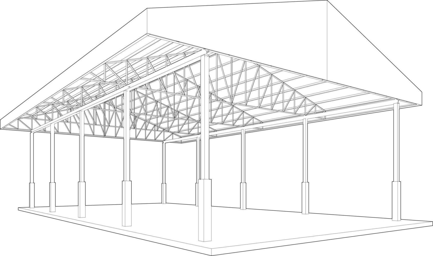 3D illustration of building structure vector