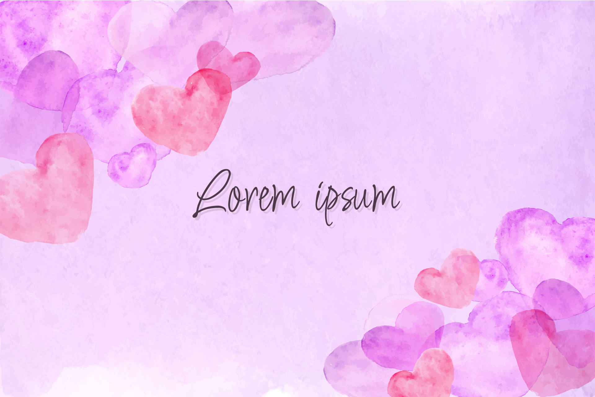 Watercolor heart shape background. Colorful watercolor template for