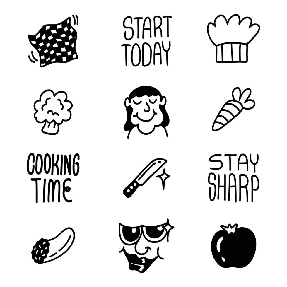 Cooking time icons or illustration vector set, good for social media content, print base application and merchandise.