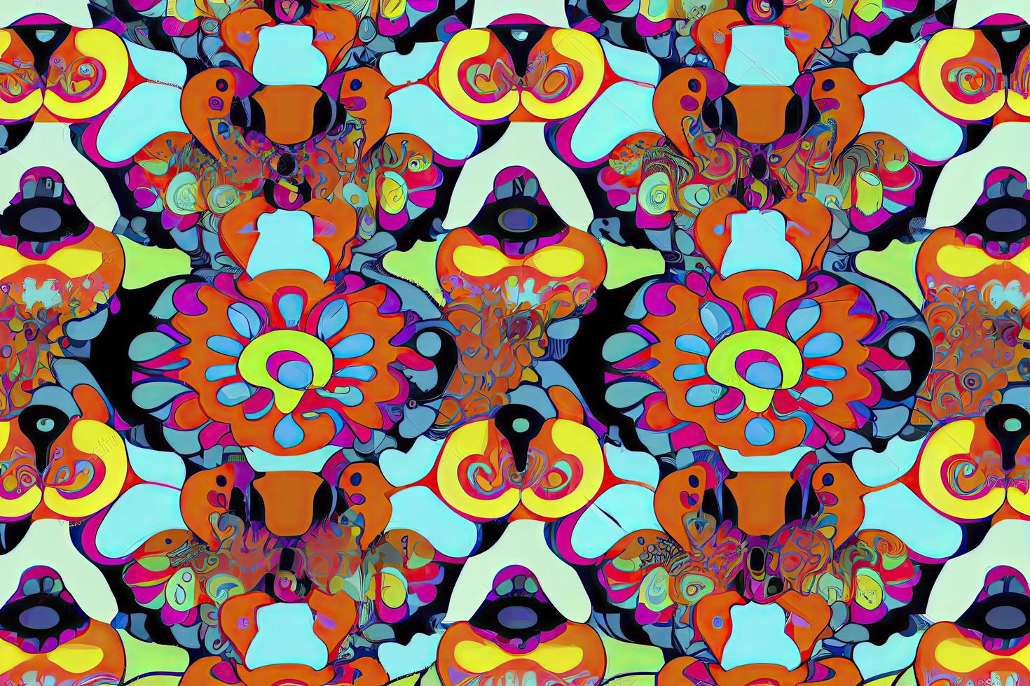 A modern psychedelic fashion seamless pattern is a design concept photo