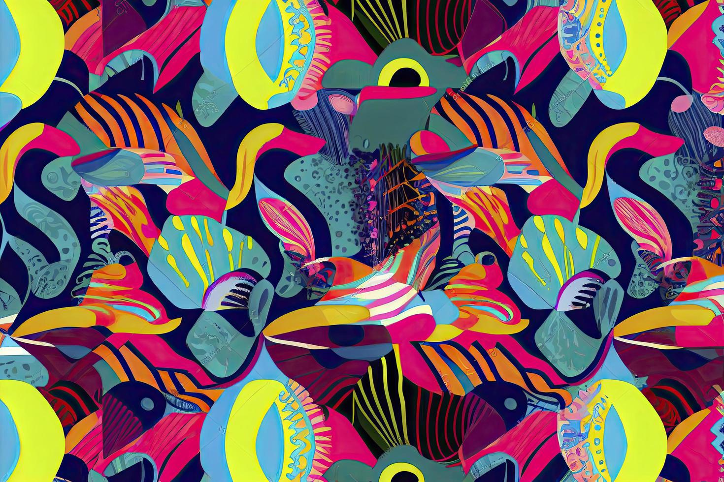 A modern psychedelic fashion seamless pattern is a design concept photo