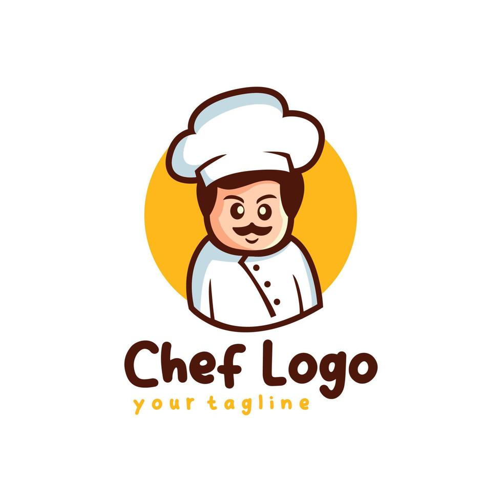 Food Logo With Vector Chef Illustration